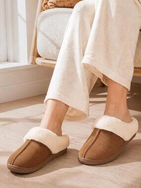 Evshine Fuzzy Slippers for Women Memory Foam Slip on House Shoes